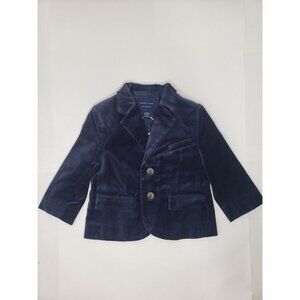 Kids Navy Blue Velvet Blazer